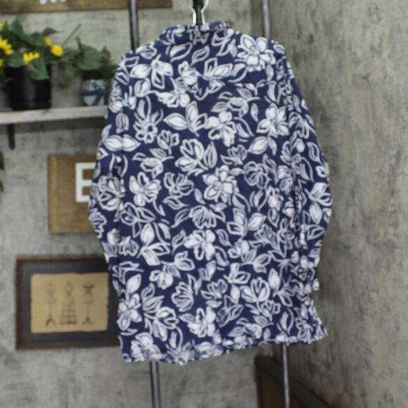 NEW Lauren Ralph Lauren Allora Floral Shirt Cover Up Button Up Floral Blue L - Picture 2 of 7